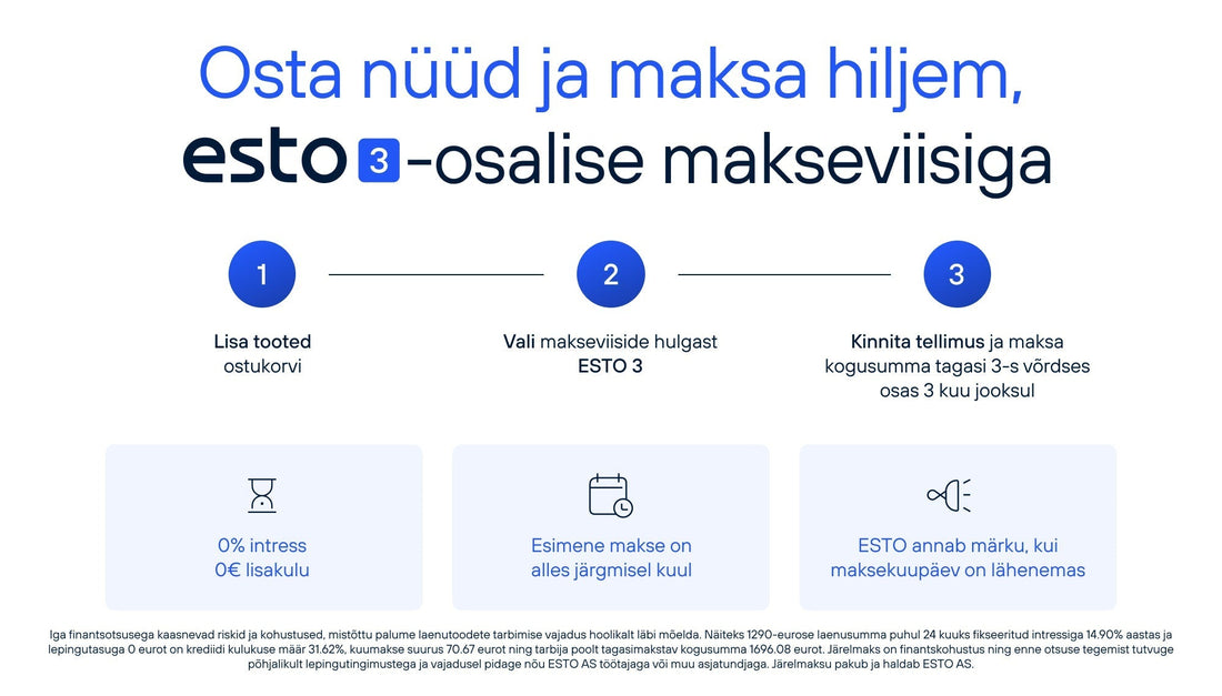 Aesthelis e-poes nüüd saadaval ESTO makseviis – tasu paindlikult kolmes osas